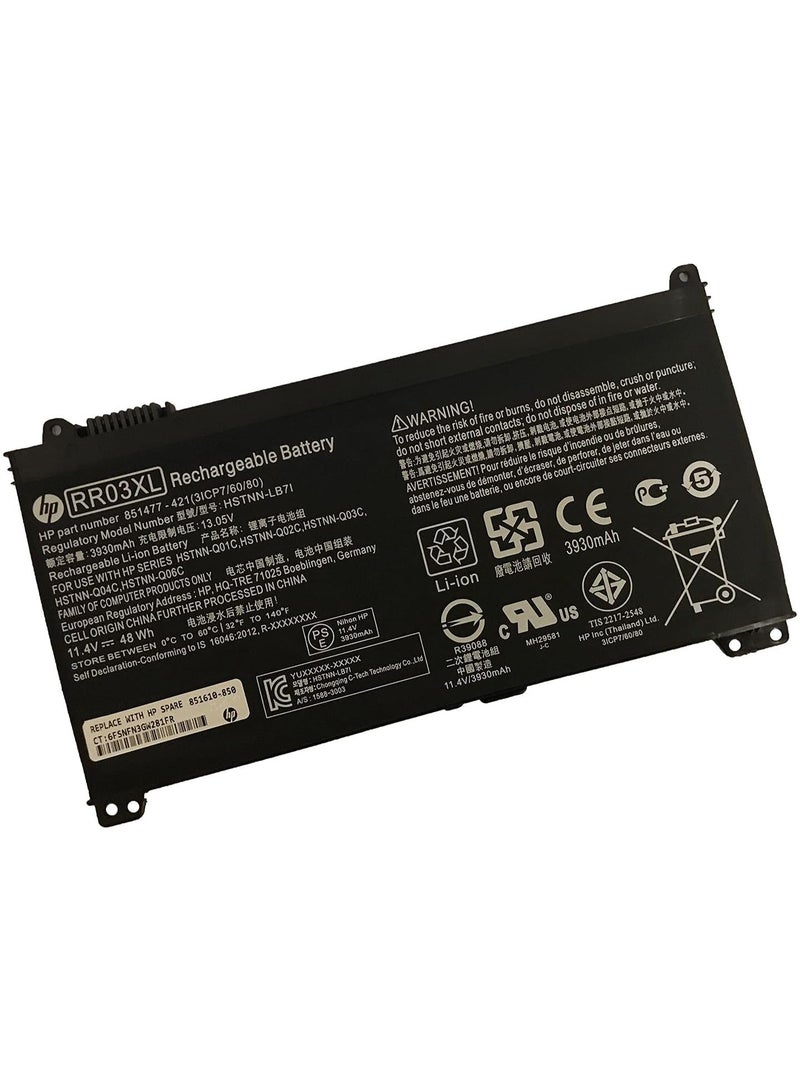 Terabyte REPLACEMENT HP RR03XL 11.4V 48Wh Notebook Battery For HP ProBook 430 G4,440 G4,450 G4,455 G4,470 G4,430 G5,440 G5 ,450 G5,455 G5,470 G5,HP MT20,MT21 Mobile Thin Client series P/N:HSTNN-PB6W HSTNN-LB7I HSTNN-UB7C - Image 1