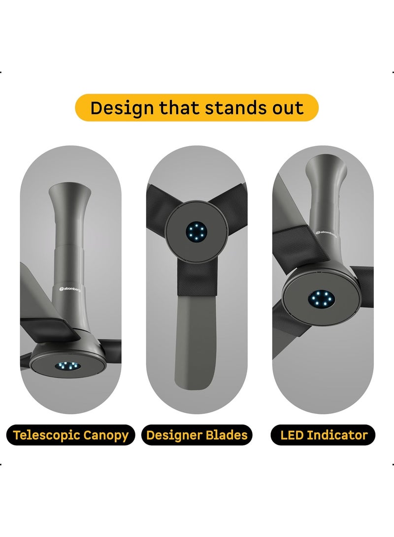 atomberg Studio+ 950mm BLDC Ceiling Fan with Remote Control | BEE 5-star Energy Efficient | New Blade Design | High Air Delivery | LED Speed Indicator | Low noise | 3 Year Warranty (Sand Grey) - Image 3