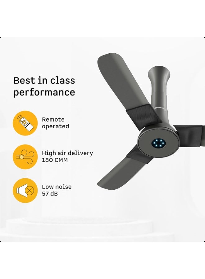 atomberg Studio+ 950mm BLDC Ceiling Fan with Remote Control | BEE 5-star Energy Efficient | New Blade Design | High Air Delivery | LED Speed Indicator | Low noise | 3 Year Warranty (Sand Grey) - Image 4