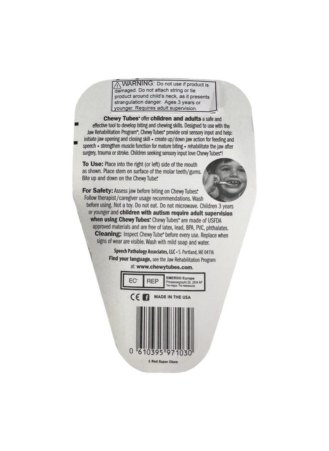 Chewy Tubes - 2 Pack Red Super Chews Pediatric And Adult Sensory Treatment Tool - Image 1
