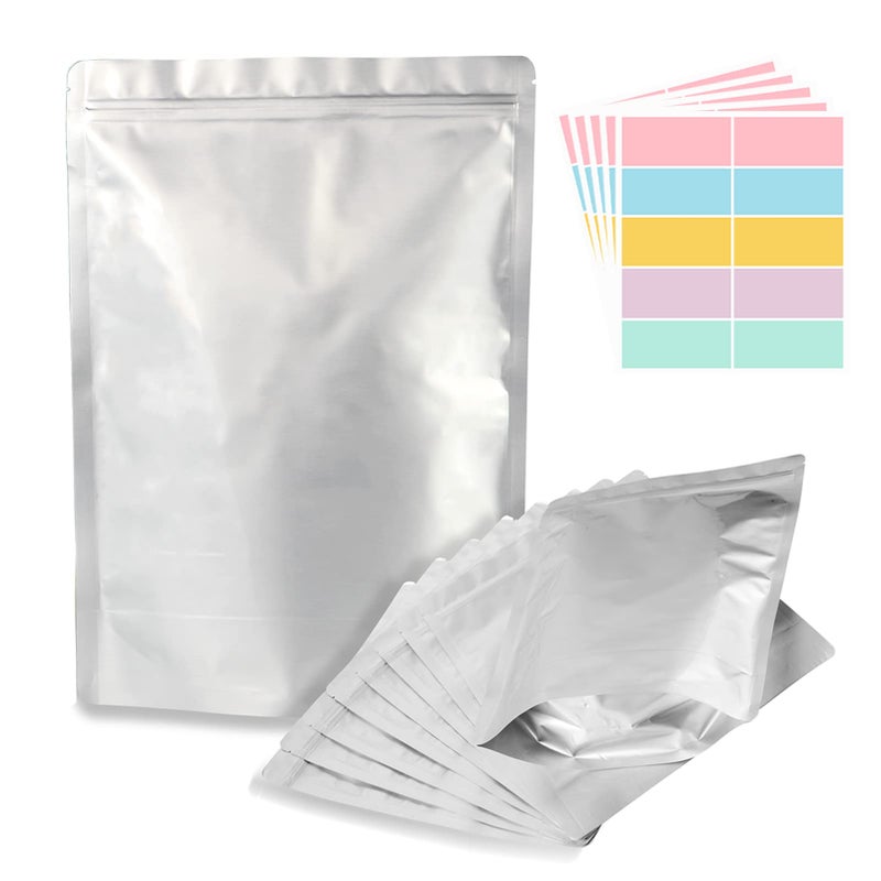 SHXWELL 50pcs 2 Quart Mylar Bags for Food Storage, 8"x12" 10 Mil Stand-Up Zipper Pouches Resealable and Heat Sealable for Long Term Food Storage(8"x12", Extra Thick) - Image 1