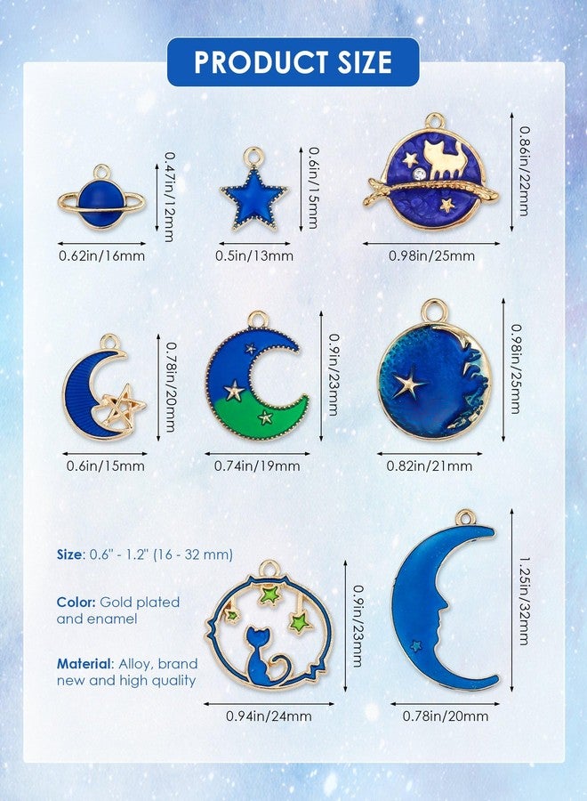 جيالي مجموعة متنوعة من قلادات جيالي المطلية بالذهب والمزينة بالمينا على شكل قطة وقمر ونجمة، مثالية لصنع الأقراط والقلائد والأساور والمجوهرات والحرف اليدوية. - Image 2