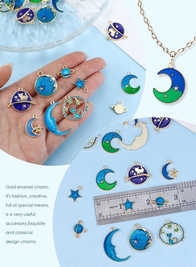 جيالي مجموعة متنوعة من قلادات جيالي المطلية بالذهب والمزينة بالمينا على شكل قطة وقمر ونجمة، مثالية لصنع الأقراط والقلائد والأساور والمجوهرات والحرف اليدوية. - Image 4