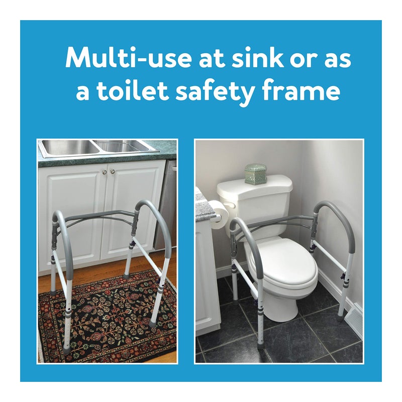 Carex Toilet Safety Rails, Adjustable and Detachable Toilet Safety Frame with Handles for Elderly, Handicap, or Disabled, Heavy-Duty Non-Slip Bathroom Grab Bar, with Padded Handles and Aluminum Frame - Image 2