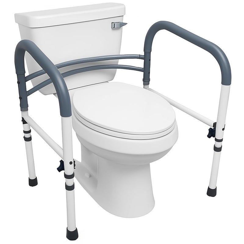 Carex Toilet Safety Rails, Adjustable and Detachable Toilet Safety Frame with Handles for Elderly, Handicap, or Disabled, Heavy-Duty Non-Slip Bathroom Grab Bar, with Padded Handles and Aluminum Frame - Image 1