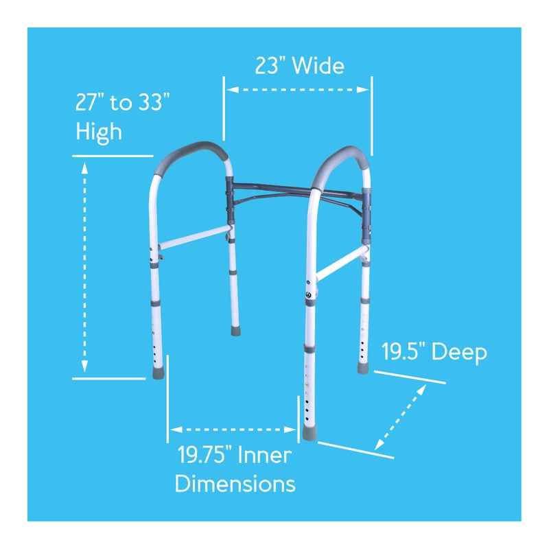 Carex Toilet Safety Rails, Adjustable and Detachable Toilet Safety Frame with Handles for Elderly, Handicap, or Disabled, Heavy-Duty Non-Slip Bathroom Grab Bar, with Padded Handles and Aluminum Frame - Image 5