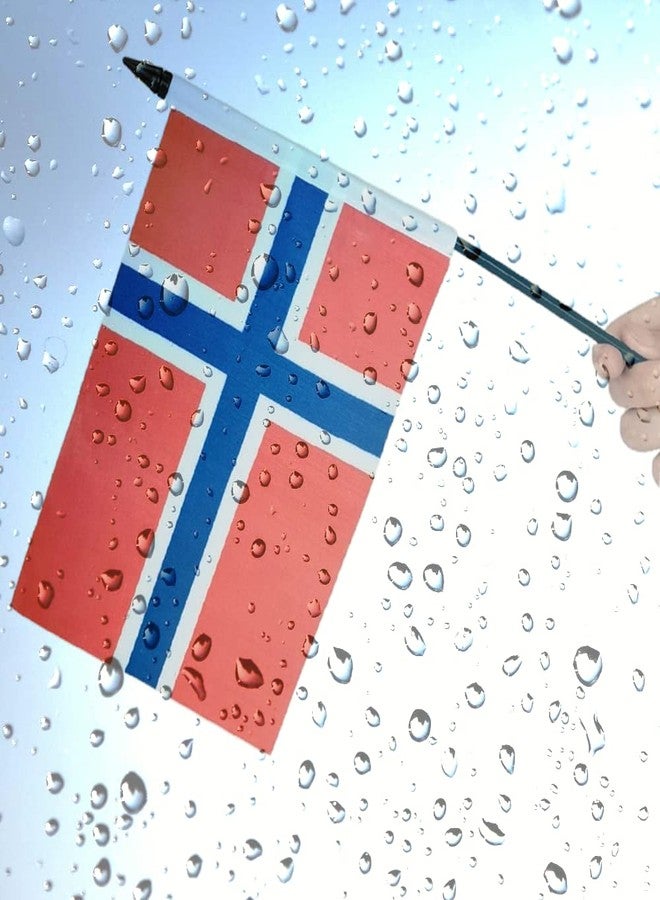 Zigvert US American & Norway Friendship Table Flag Display, American & Norway Table Flag, USA & Norwegian Twin Desk Flag Set-Miniature Norwegian Desktop Flag - Image 2