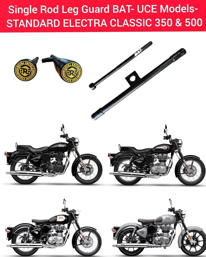 Taç RE Meteor 350, Classic 350, Hunter 350 Motorcycle Engine Leg Guard, Heavy Duty Dual Rod Crash Safety Bar, Black - Image 2