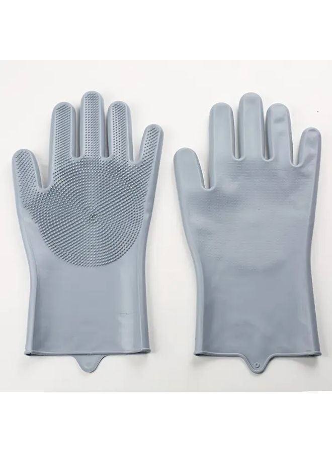 Gray Kitchen Cleaning Gloves Durable Silicone for Pet Bathing Toilet and Kitchen - Image 1