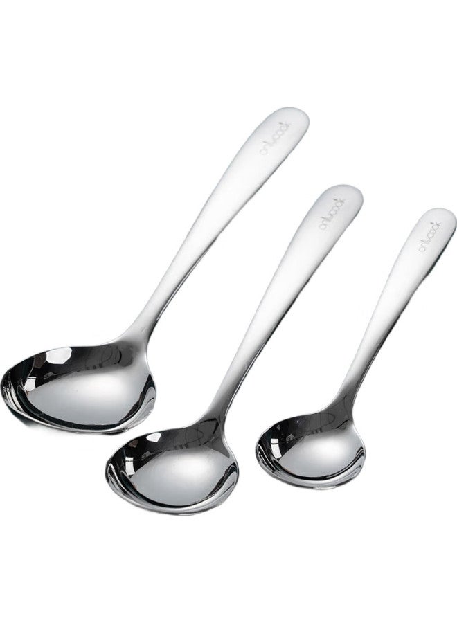 Onlycook 304 Stainless Steel Soup Ladle Spoon Round Head Soup Spoon Tablespoon Deepened Tableware - Set Of 3 Large - Image 2
