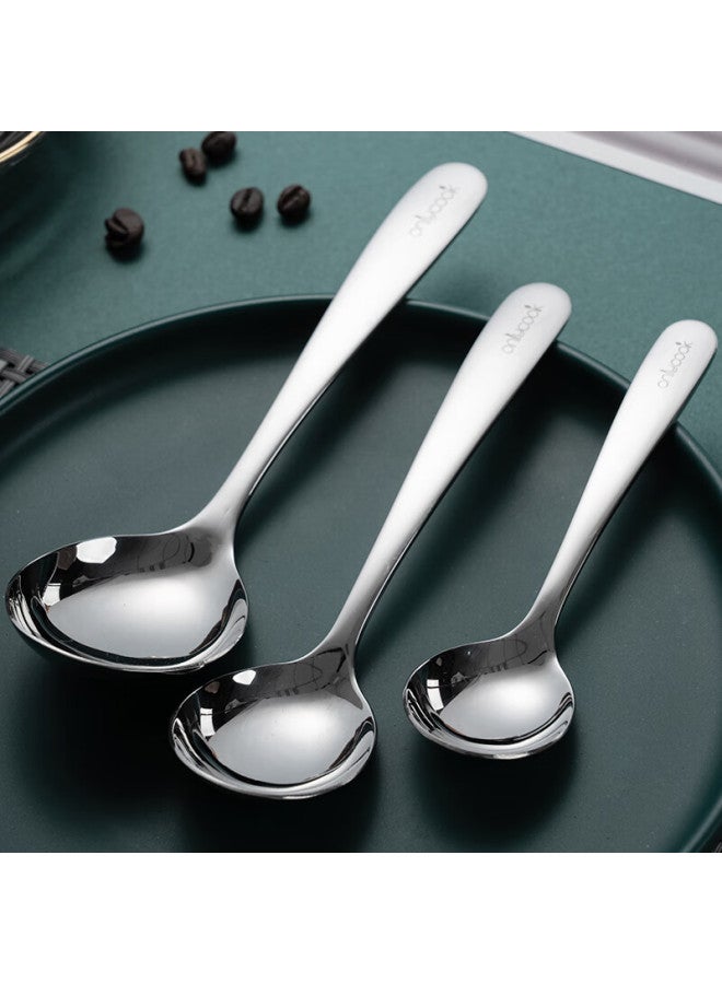 Onlycook 304 Stainless Steel Soup Ladle Spoon Round Head Soup Spoon Tablespoon Deepened Tableware - Set Of 3 Large - Image 2
