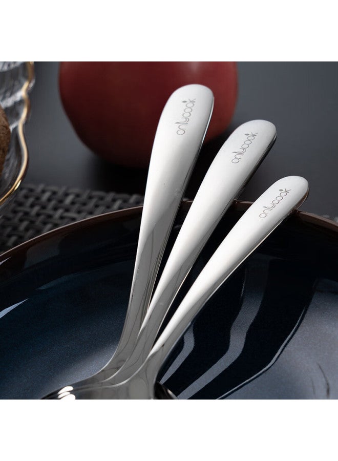 Onlycook 304 Stainless Steel Soup Ladle Spoon Round Head Soup Spoon Tablespoon Deepened Tableware - Set Of 3 Large - Image 3