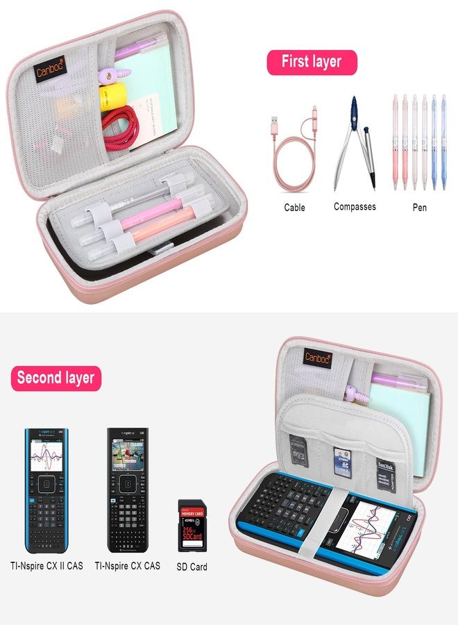 Canboc Carrying Case for Texas Instruments TI-30XIIS/ TI-30XS MultiView/TI-30Xa/ TI-36X Pro Scientific Calculator, Mesh Bag fit Cable, Batteries, Pens, Rose Gold (Case Only) - Image 2