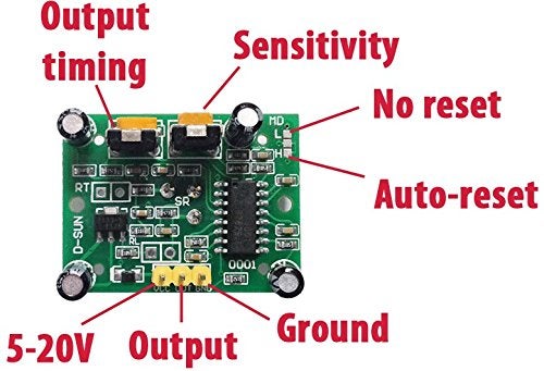 DIYmall 5PCS HC-SR501 PIR Sensor Infrared Sensor Body Motion IR Sensor Module for Arduino Raspberry Pi - Image 4
