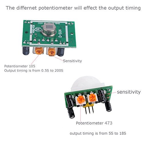 DIYmall 5PCS HC-SR501 PIR Sensor Infrared Sensor Body Motion IR Sensor Module for Arduino Raspberry Pi - Image 3
