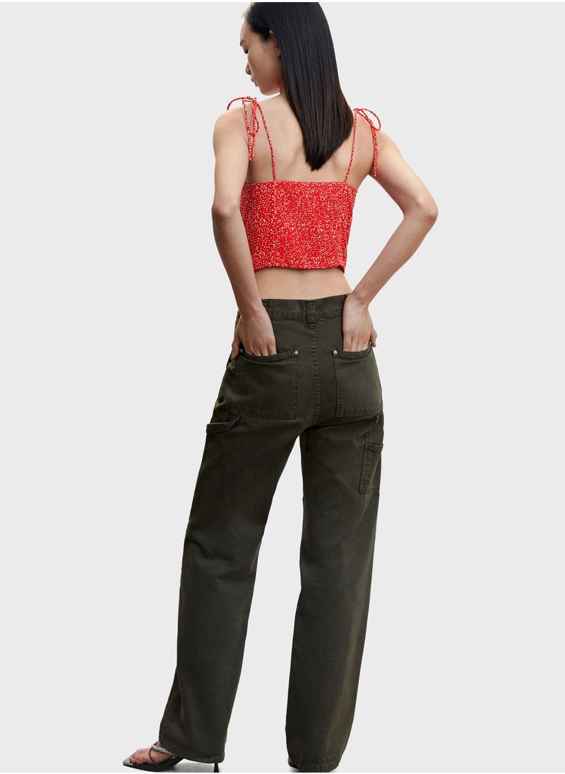 MANGO - Printed Strappy Crop Top - Image 1