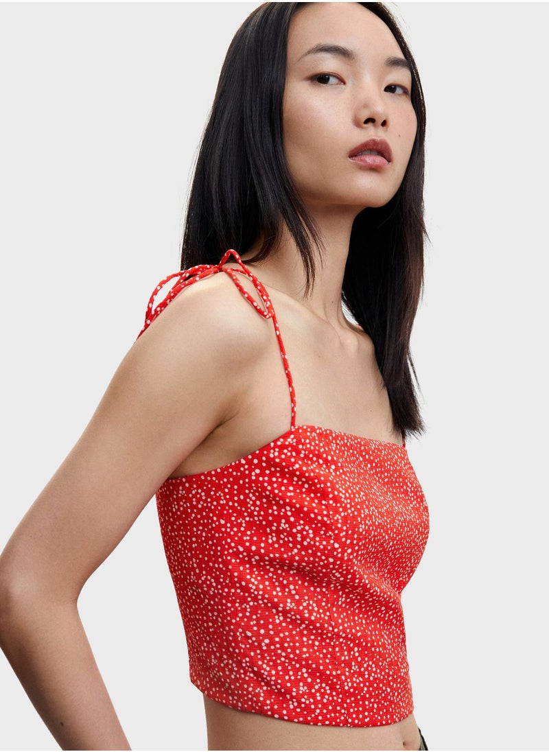 MANGO - Printed Strappy Crop Top - Image 1