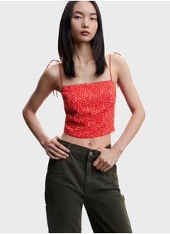 Printed Strappy Crop Top