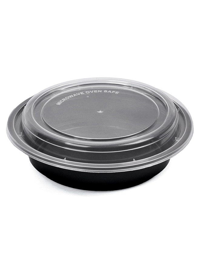 Khaleej Pack حاوية ميكروويف شفافة بسعة 16 أونصة - 10 قطع بقاعدة سوداء مع أغطية - دائرية حاوية تخزين طعام قابلة للتخلص منها مع أغطية - Image 3