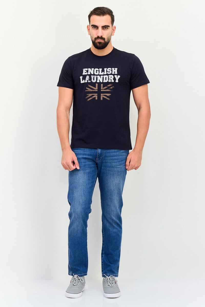 English Laundry Men Crew Neck Short Sleeve Vintage Logo T-Shirt, Navy - Image 4