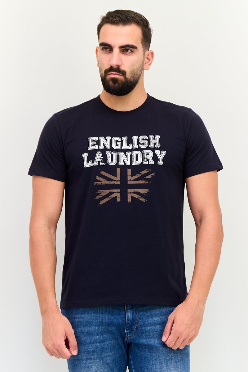 English Laundry Men Crew Neck Short Sleeve Vintage Logo T-Shirt, Navy - Image 1