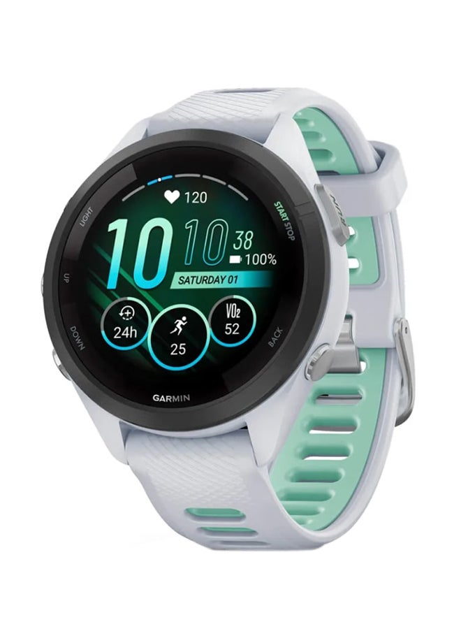 GARMIN Forerunner 265S - 42MM - Up To 24 Hours Battery Life in GPS Mode - 1.1"inch Amoled Display, Scratch Resistant, Corning® Gorilla® Glass 3, Heart Rate Monitor, Stress Tracking, Save Music On Device, Advanced GPS and Running Features, iOS and Android Compatible Whitestone/Neo Tropic - Image 1