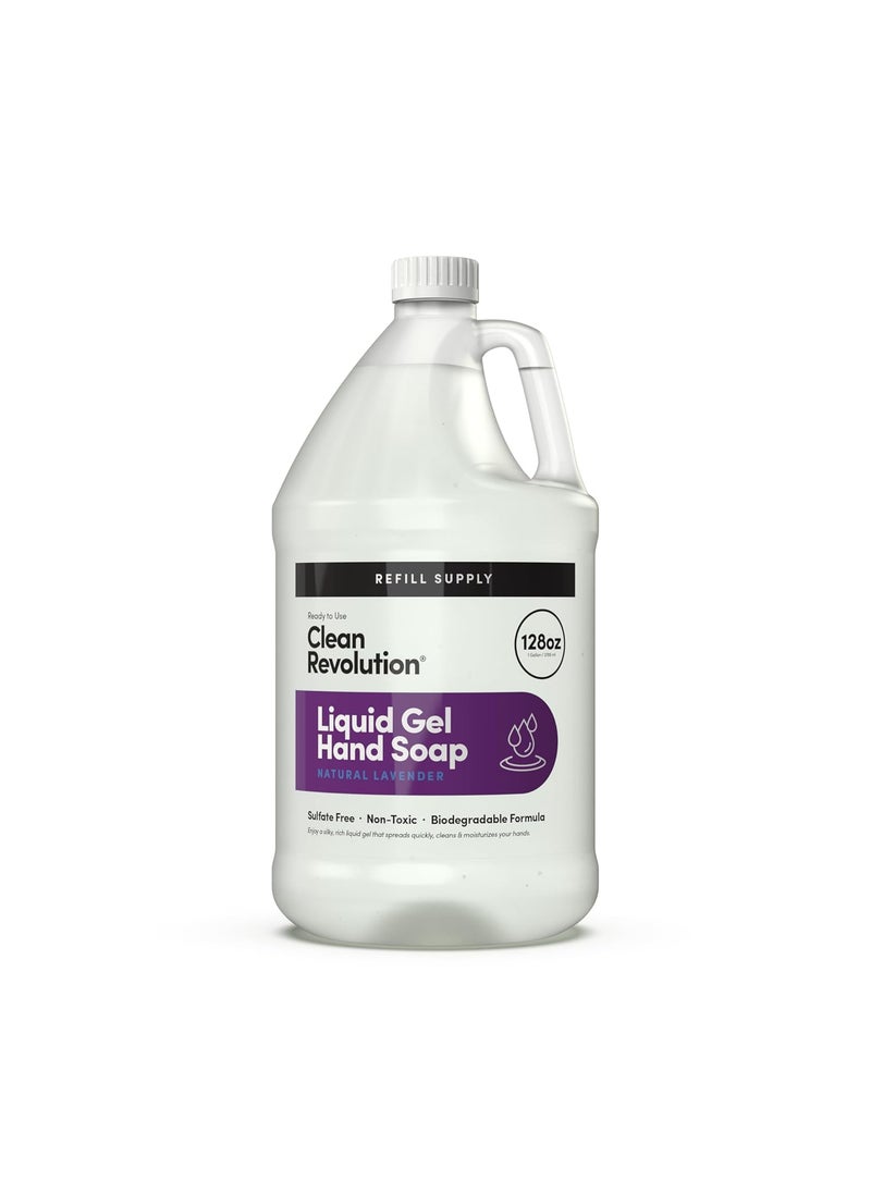 Clean Revolution - Clean Revolution Liquid Gel Hand Soap Silky Rich Liquid Quick Lather Fast Rinsing Contains Real Essential Oils Natural Lavender 128 Fl Oz - Image 1
