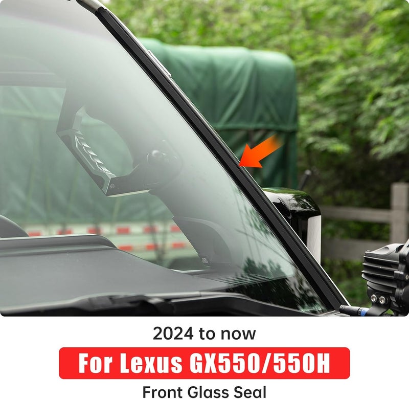 شريط ختم الزجاج الأمامي لسيارة لكزس GX550 وGX550H موديل 2024-2025، عازل للصوت وتقليل الضوضاء، شرائط سد الفجوات الخارجية، حجب الأجسام الغريبة عن الشبكة، ترقيات وتزيين، مستلزمات وإكسسوارات الضبط. - Image 2
