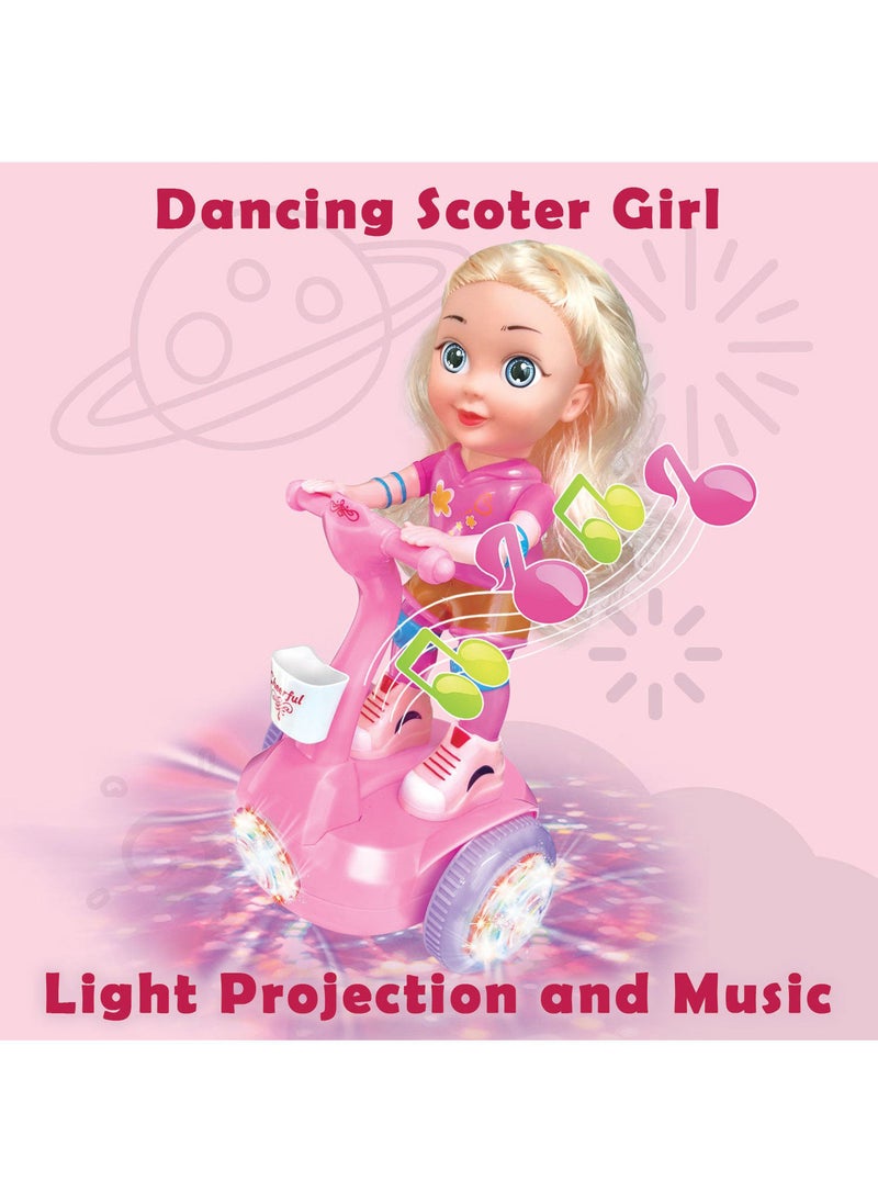 Kidwala magical cute pink doll & yellow hair riding hover balance board, lights & Music with colorful wheels light 360 degree spin doll with battery, oblique walking toy for girls - Image 2
