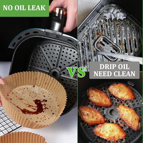 Adhjito 200pcs Air Fryer Disposable Liner, Non-Stick Parchment Paper for Baking, Oil-Proof, Water-Proof, Food Grade (6.3" Bottom, 7.9" Top) - Image 4
