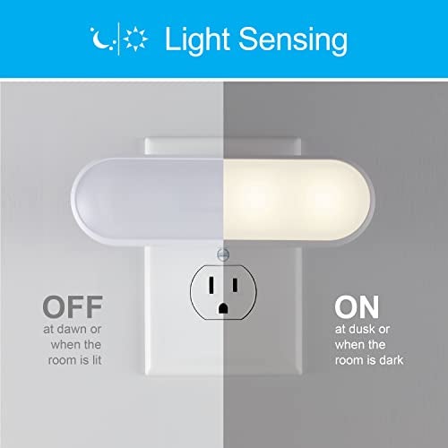 GE Ultrabrite LED Light Bar Night Lights Plug Into Wall Room Decor Ambient Lighting Dusk to Dawn Sensor Bright Nightlight, White, 100 Lumens, 1 Pack - Image 2