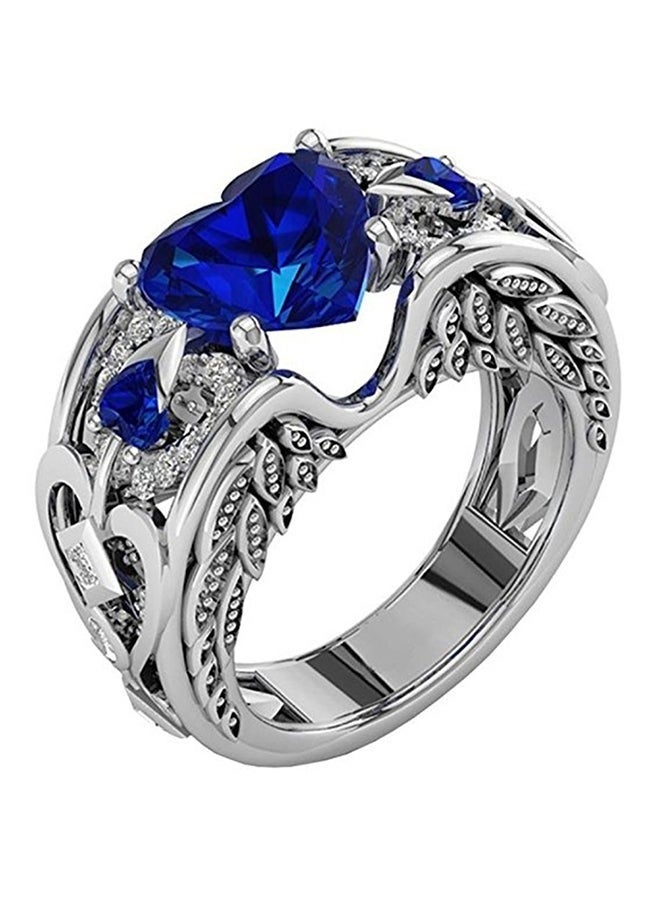 خاتم الأميرة على شكل قلب من الياقوت الأزرق - فضة إسترلينية، حجر كريم طبيعي، تصميم على شكل قلب أزرق، خاتم خطوبة وزفاف، مقاس أوروبي 58 - Image 1