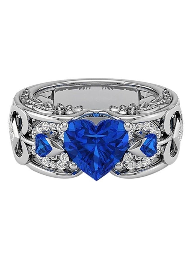 خاتم الأميرة على شكل قلب من الياقوت الأزرق - فضة إسترلينية، حجر كريم طبيعي، تصميم على شكل قلب أزرق، خاتم خطوبة وزفاف، مقاس أوروبي 58 - Image 2