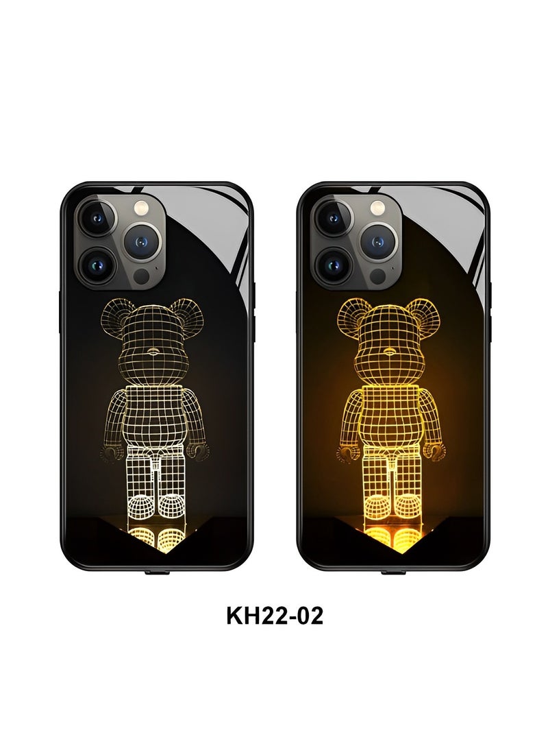 REOCLE iPhone 13 14 Case Colorful Luminous Tempered Glass Mobile Phone Protective Case with Voice Control Call Flash Personalized Phone Case for Cool Women and Trendy Men - Image 2