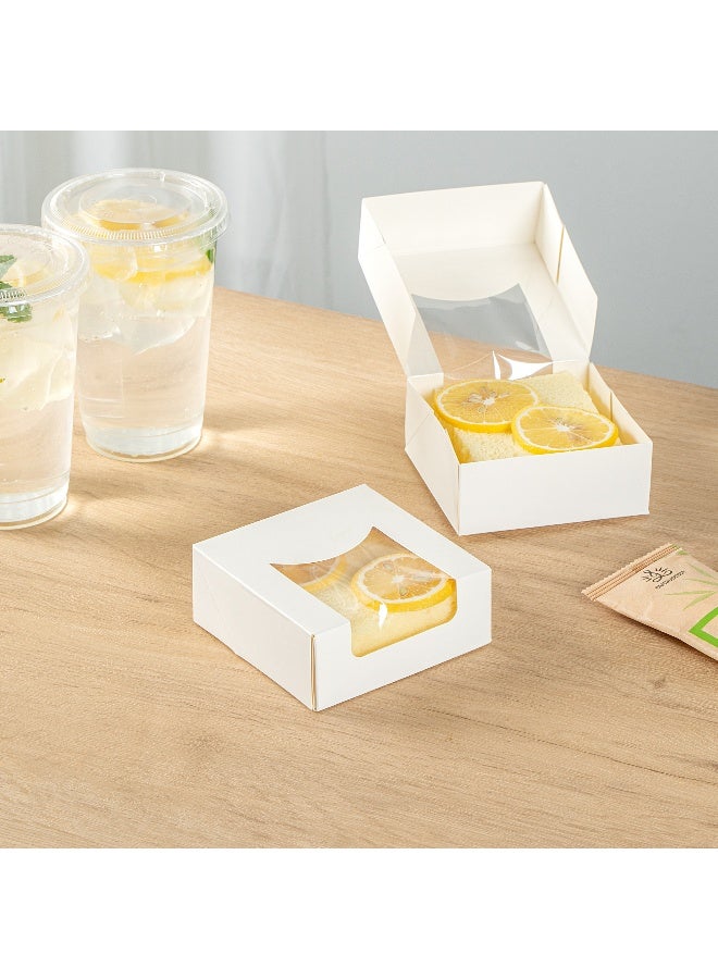 Restaurantware Cafe Vision 11 Ounce Treat Boxes, 200 Clear Window Small Cake Boxes - Grease-Resistant, Built-In Lid, White Paper Individual Donut Boxes, For Pastries And Desserts, 3.9 x 1.6 Inch - Image 3