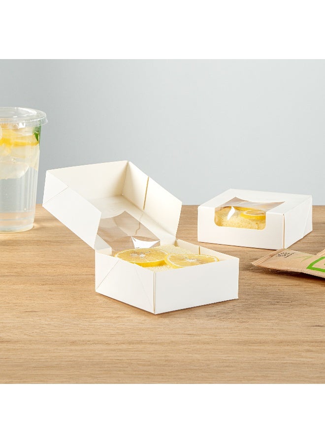 Restaurantware Cafe Vision 11 Ounce Treat Boxes, 200 Clear Window Small Cake Boxes - Grease-Resistant, Built-In Lid, White Paper Individual Donut Boxes, For Pastries And Desserts, 3.9 x 1.6 Inch - Image 4