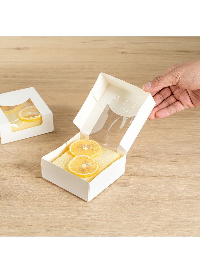 Restaurantware Cafe Vision 11 Ounce Treat Boxes, 200 Clear Window Small Cake Boxes - Grease-Resistant, Built-In Lid, White Paper Individual Donut Boxes, For Pastries And Desserts, 3.9 x 1.6 Inch - Image 5