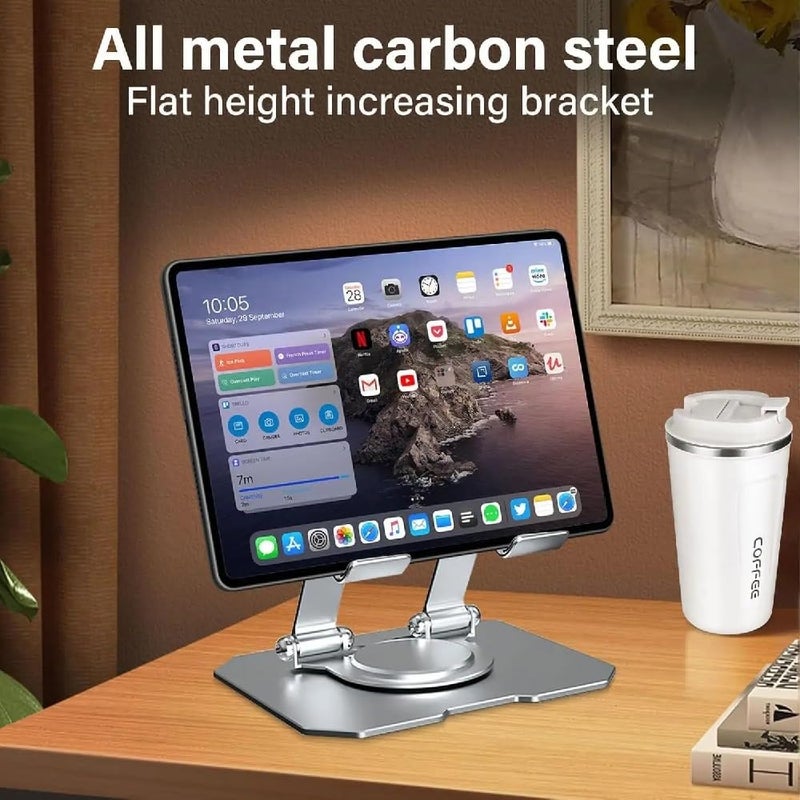 Dyazo Aluminium Tablet Stand Holder with 360° Rotating Base, Multi Angle Adjustments Compatible for iPad Pro | 11 | 10.9 | 10.2 | Air | Mini, Samsung Galaxy Tab, Lenovo Pad and All Tablets-Silver - Image 5