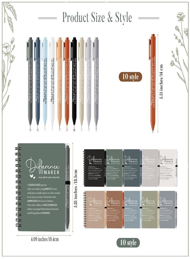 Resurhang 10 Set Christmas Difference Maker Gifts Inspirational A6 Spiral Notebooks Journals with Ballpoint Pens Thank You Gifts for Teacher Nurse Volunteers Coworker Staff Employee Appreciation Gifts - Image 2