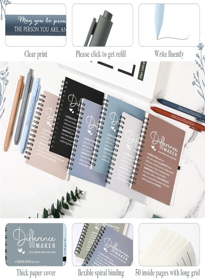 Resurhang 10 Set Christmas Difference Maker Gifts Inspirational A6 Spiral Notebooks Journals with Ballpoint Pens Thank You Gifts for Teacher Nurse Volunteers Coworker Staff Employee Appreciation Gifts - Image 3