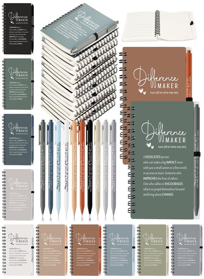 Resurhang 10 Set Christmas Difference Maker Gifts Inspirational A6 Spiral Notebooks Journals with Ballpoint Pens Thank You Gifts for Teacher Nurse Volunteers Coworker Staff Employee Appreciation Gifts - Image 1