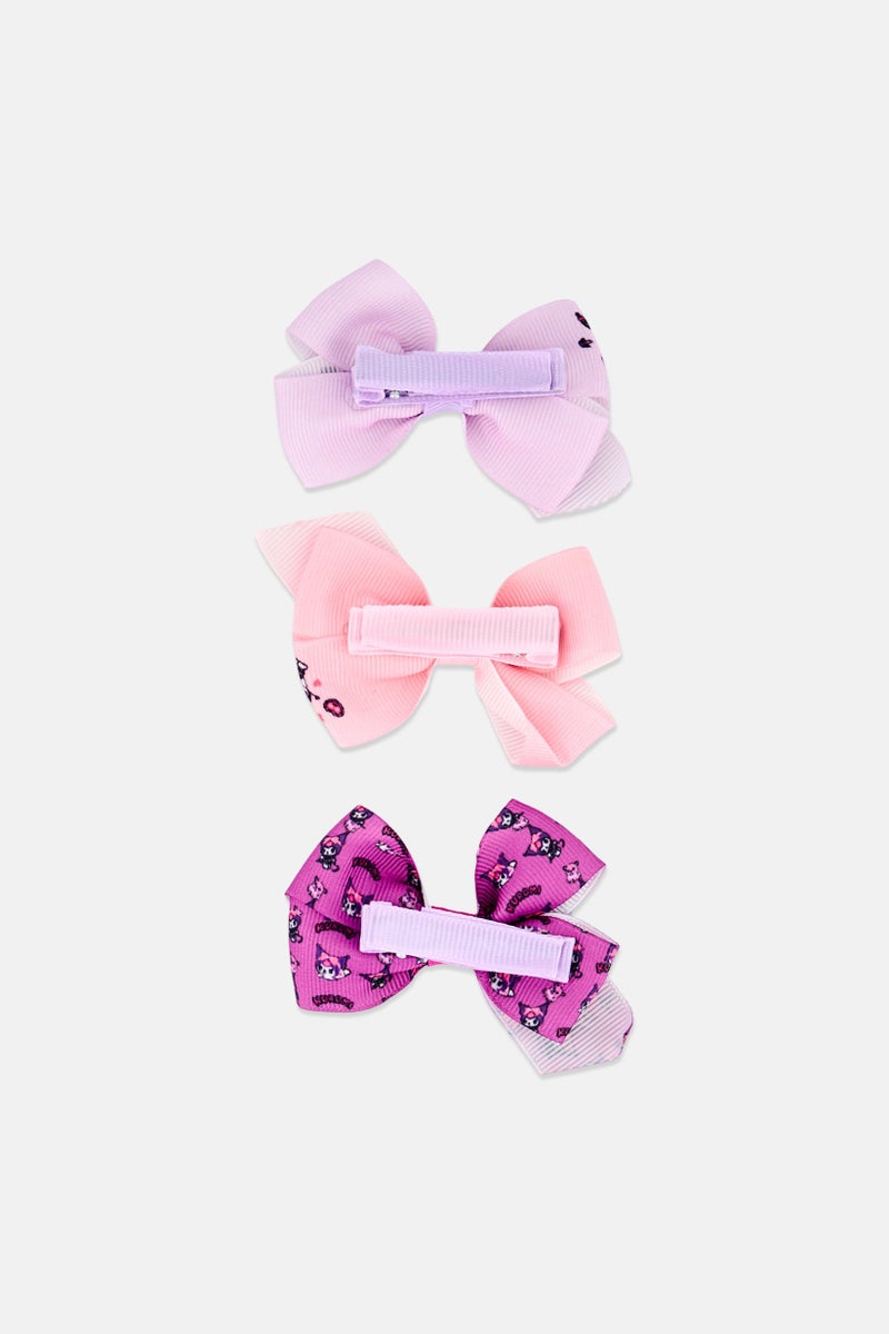 Sanrio Kids Girl 3 Pcs Kuromi Hair Bow Clip, Multicolor - Image 3