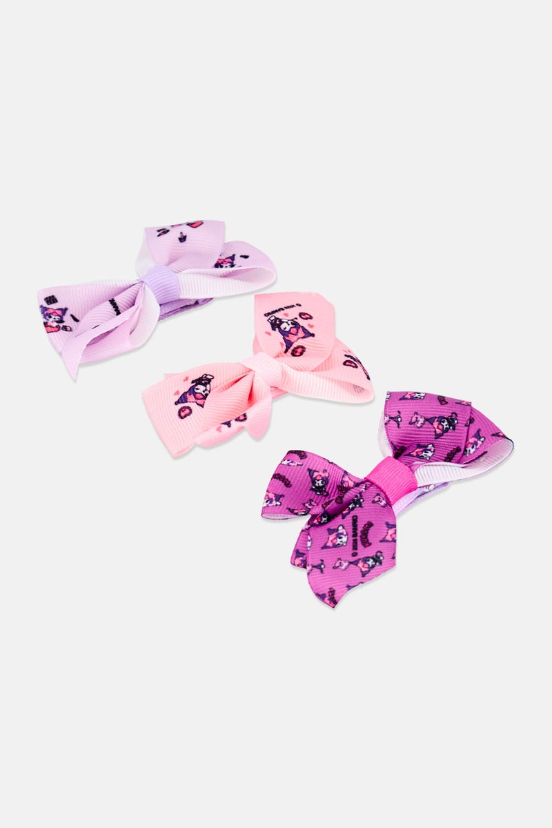 Sanrio Kids Girl 3 Pcs Kuromi Hair Bow Clip, Multicolor - Image 4