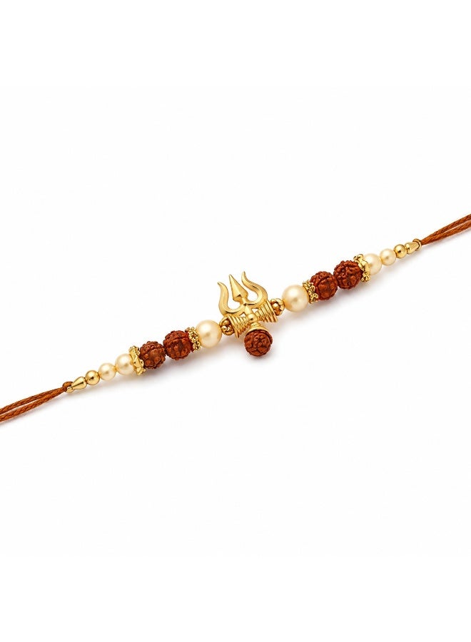 Pack of 2 Designer Rakhis for Brother | VEERA Moustache & Trishul Rudraksha Rakhi Set | Traditional Raksha Bandhan Gift - Image 3