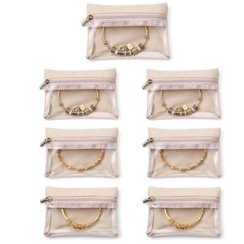 MTRoyaldia 7 PCS Small Travel Jewelry Bag, Jewelry Organizer Portable Jewelry Storage Bag Zipper Pouch for Travel, Jewelry Gift Bag with Clear Front for Wife Mom Girls - Image 1