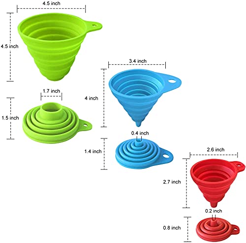 NALSISLO Kitchen Funnel Set of 3, Large Medium and Small, Kitchen Gadgets Accessories Food Grade Silicone Collapsible Funnels for Kitchen Use Filling Bottles Liquid Powder Transfer - Image 3