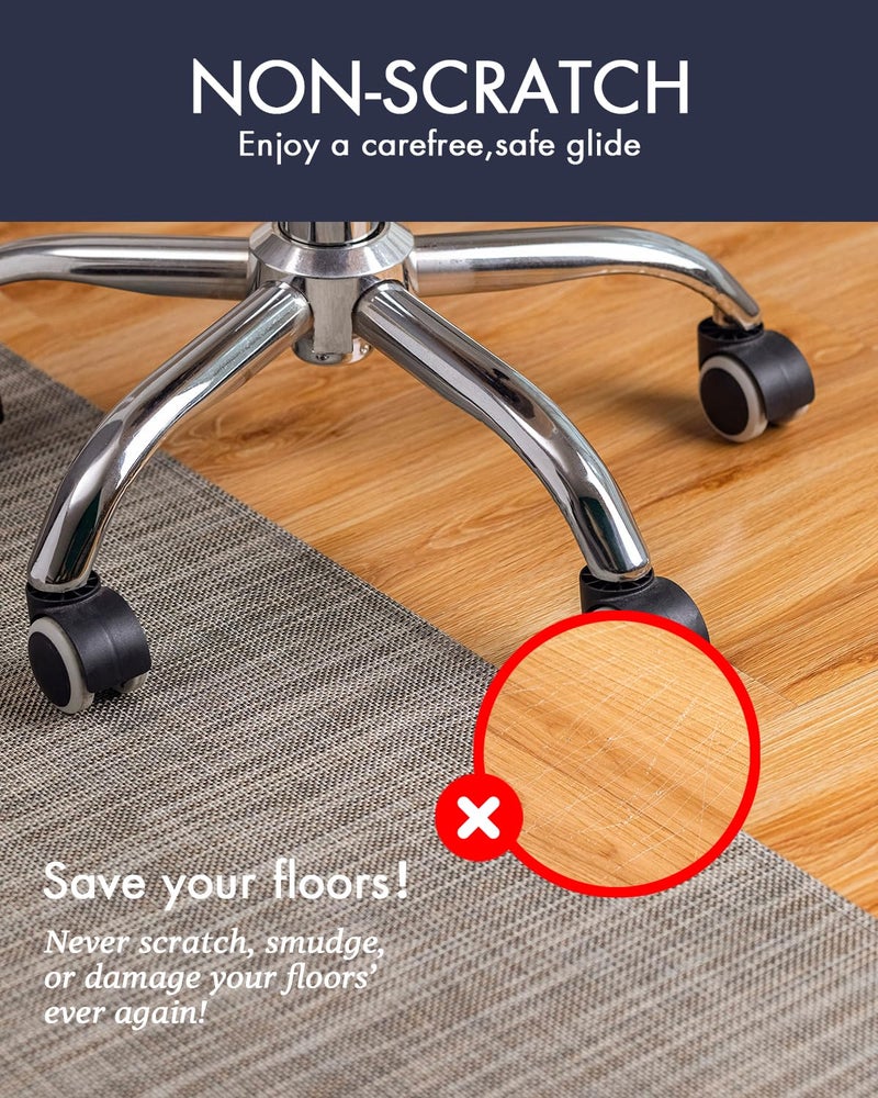 Baroyal Office Chair Mat for Hardwood Floor Under Desk Computer Rolling Chair Mat for Wood/Tile Floor Non-Slip Heavy Duty Desk Rug PVC Plastic Hard Floor Protector 36" x 48" (Soapstone) - Image 2