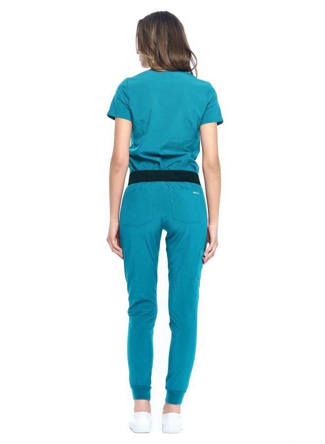 Dagacci Medical Uniform Women and Men Unisex 4-Way Stretch Jogger Scrub Set, Teal Green, S - Image 5