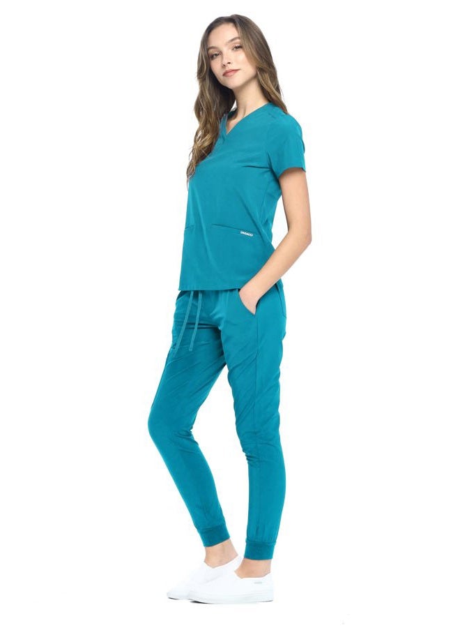 Dagacci Medical Uniform Women and Men Unisex 4-Way Stretch Jogger Scrub Set, Teal Green, S - Image 2