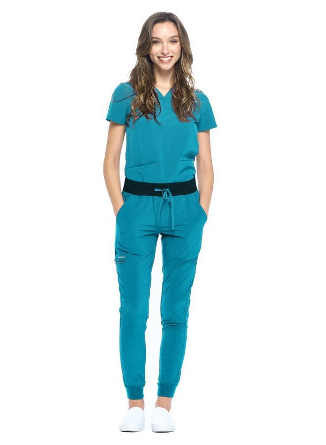 Dagacci Medical Uniform Women and Men Unisex 4-Way Stretch Jogger Scrub Set, Teal Green, S - Image 3
